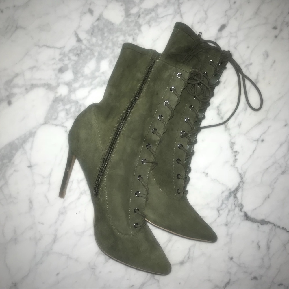 Olive ankle bootie